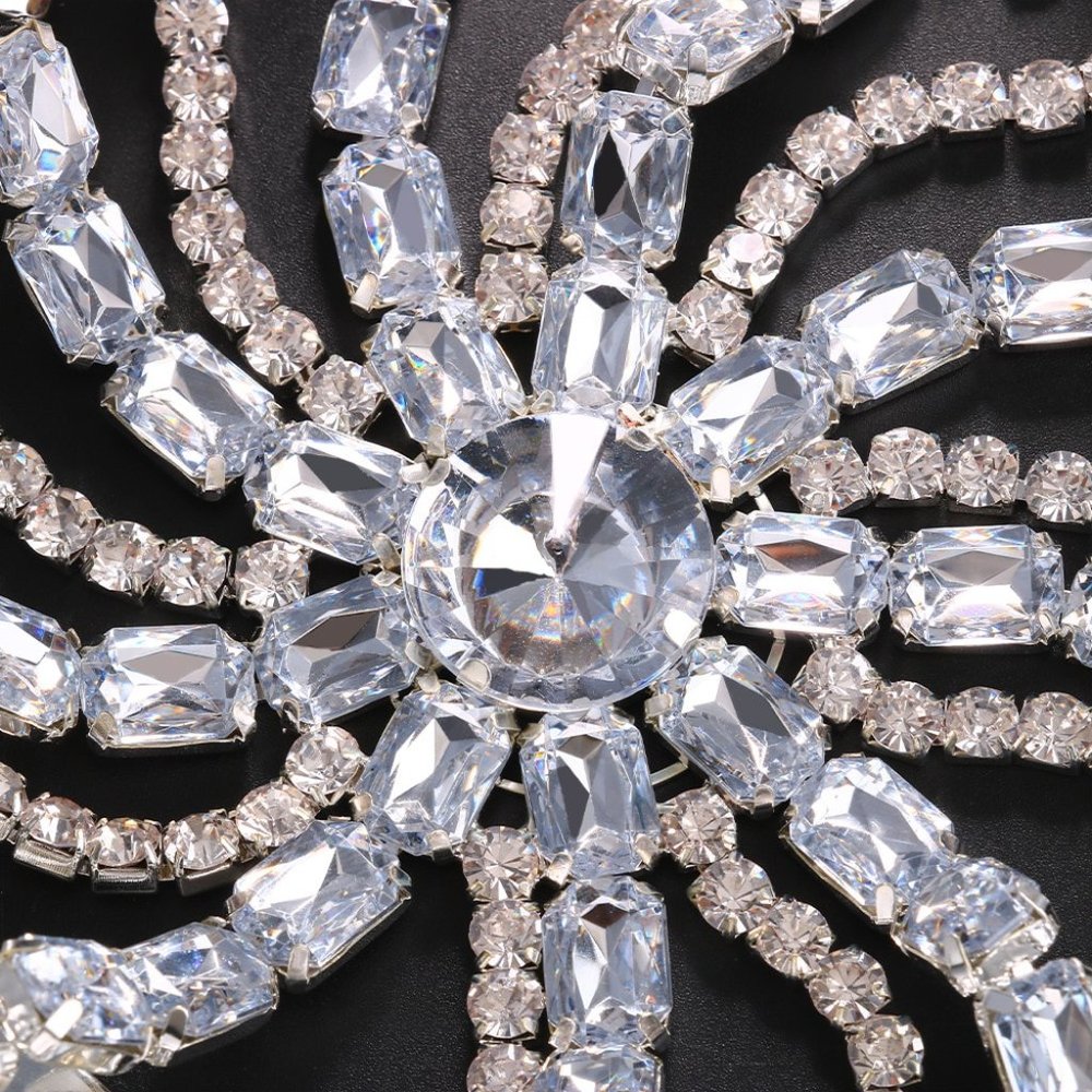 Glitter Rhinestone Long Crystal Hair Chain Headband for Women Headwear Headpiece - Picture 3 of 5